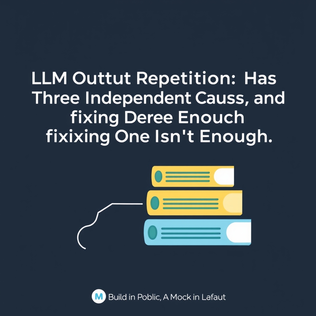 LLM Output Repetition Has Three Independent Causes, and Fixing One Isn't Enough